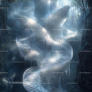 Ethereal Spiral Staircase in Mystical Forest