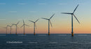 Offshore Wind Turbines at Sunset with Clear Horizon