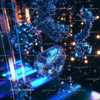Abstract Composition with Glittering Blue Crystal Art