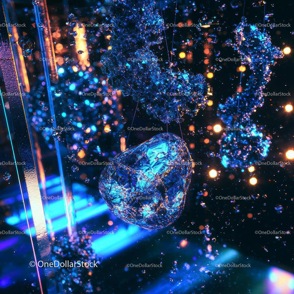 Abstract Composition with Glittering Blue Crystal Art