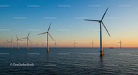 Offshore Wind Turbines at Sunset