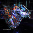 Vibrant Abstract Glass Sculpture with Illuminated Colors