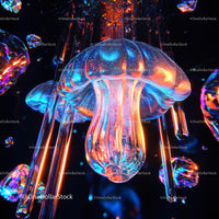Vibrant Neon Jellyfish with Stunning Luminescent Glow