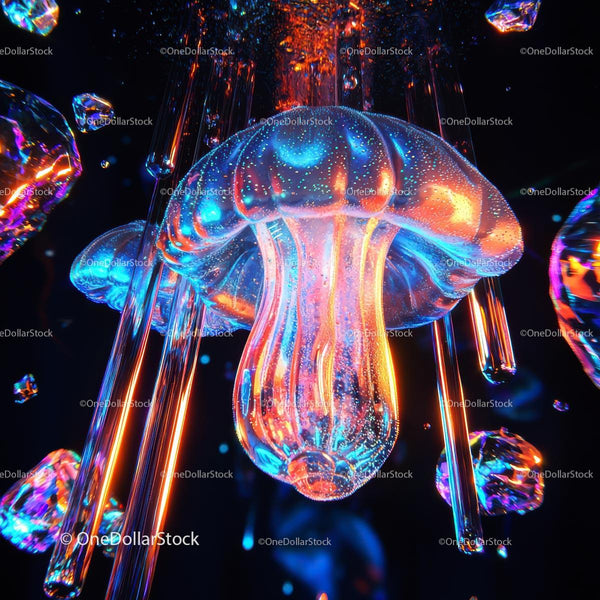 Vibrant Neon Jellyfish with Stunning Luminescent Glow