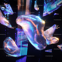 Futuristic Neon Lights with Iridescent Liquid Shapes