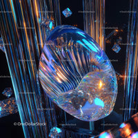 Holographic Crystal with Futuristic Neon Lights