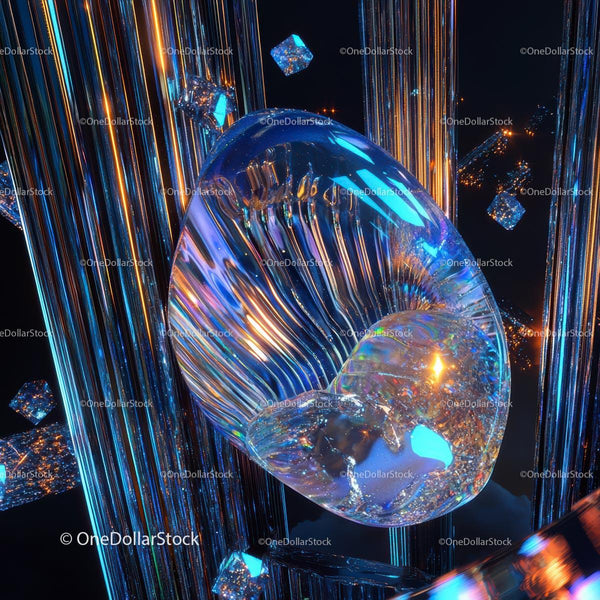 Holographic Crystal with Futuristic Neon Lights