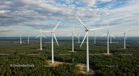 Wind Turbines Over Green Forest on a Clear Day