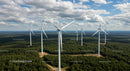 Aerial View of Wind Turbines in Lush Green Forest