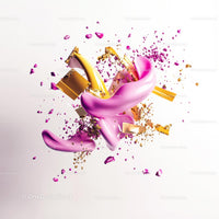 Dynamic Abstract Design with Vibrant Colors and Gold Elements