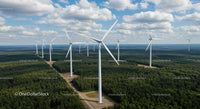 Wind Turbines in Lush Green Forest Landscape