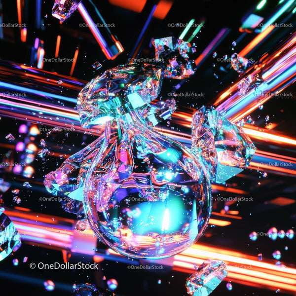 Stunning Abstract Crystal Shards with Vibrant Neon Lights