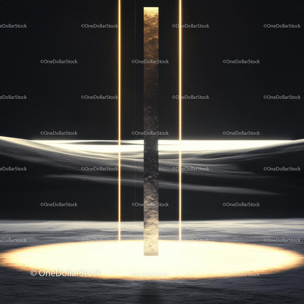 Futuristic Vertical Light Beam in Dark Ethereal Space