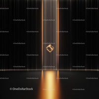 Futuristic Golden Cube with Glowing Light Lines