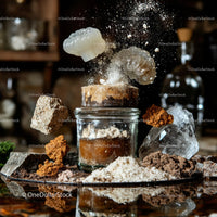 Mystical Alchemy Explosion with Jars and Crystals