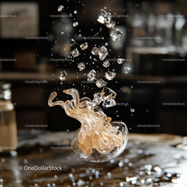 Artistic Coffee Splash with Ice Cubes in Motion