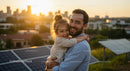 Father and Daughter Enjoying Sunset on Solar Rooftop