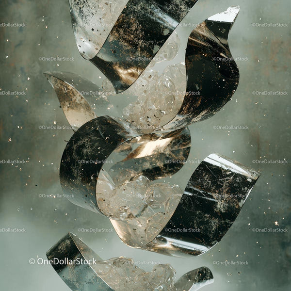 Abstract Metallic Sculpture with Reflective Surfaces