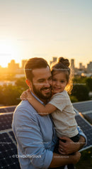 Father and Daughter Embracing on Rooftop at Sunset