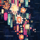 Vibrant Abstract Geometric Shapes on Dark Background