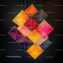 Vibrant Geometric Abstract Hanging Art Installation
