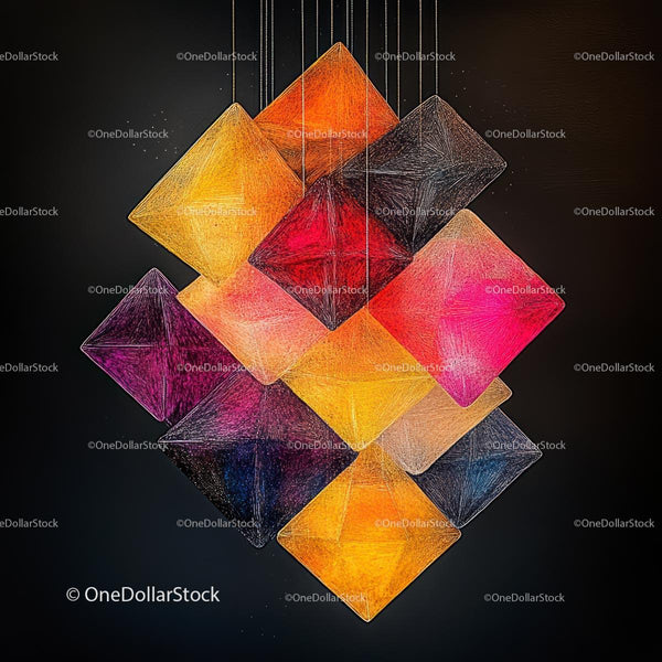 Vibrant Geometric Abstract Hanging Art Installation