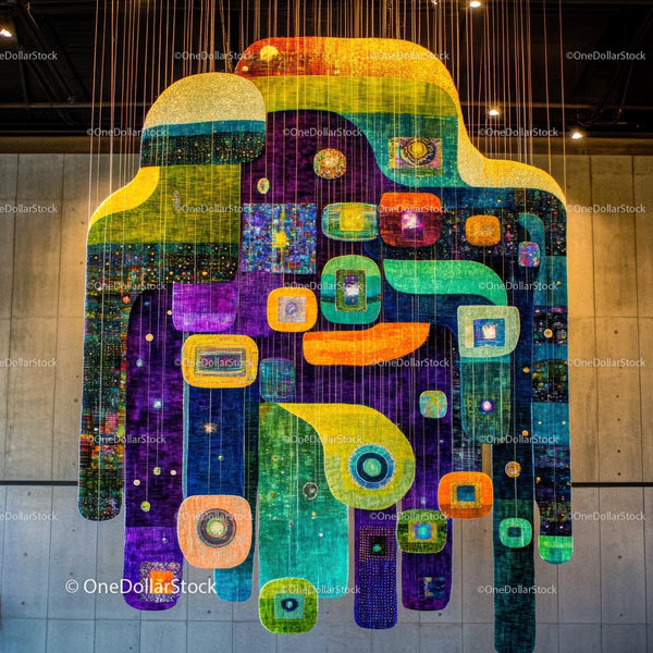 Vibrant Contemporary Art Installation with Geometric Forms