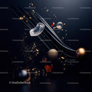 Floating Abstract Shapes with Golden Particles