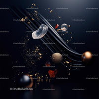 Floating Abstract Shapes with Golden Particles