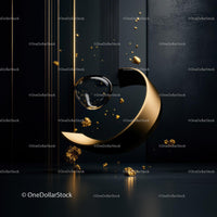 Golden Abstract Sculpture with Reflective Accents