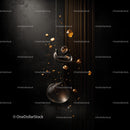 Abstract Elegance with Golden Accents and Glass Elements