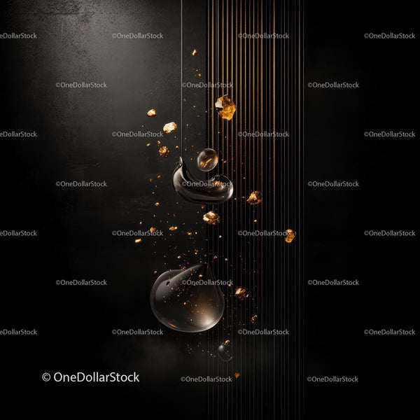 Abstract Elegance with Golden Accents and Glass Elements