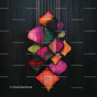 Vibrant Geometric Textile Artwork with Colorful Patterns
