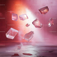Floating Pink Crystals Against a Soft Gradient Background