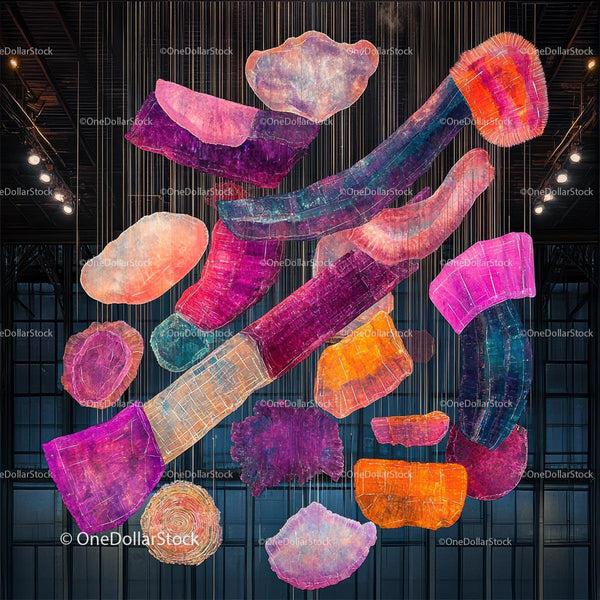 Vibrant Abstract Sculpture Installation in Modern Gallery