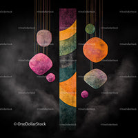 Colorful Geometric Shapes on Black Background
