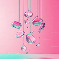 Colorful Liquid Droplets on a Pink Background