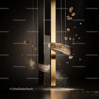 Abstract Sculpture with Gold and Black Elements