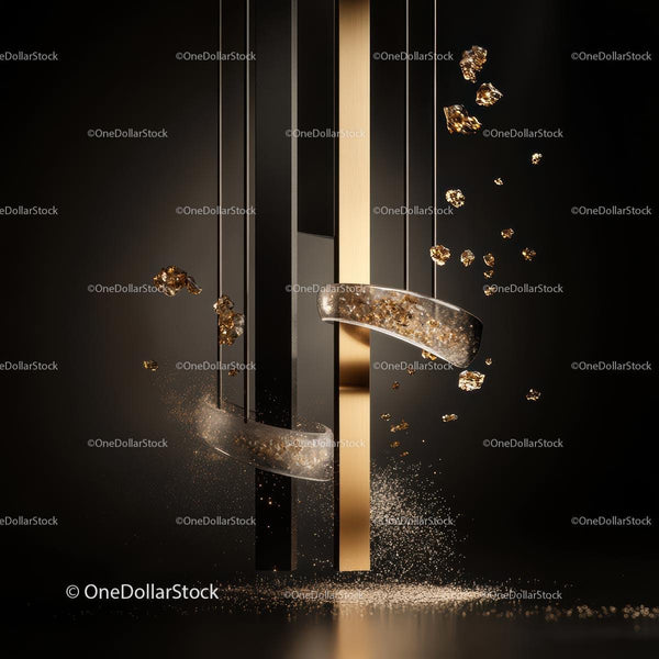 Abstract Sculpture with Gold and Black Elements
