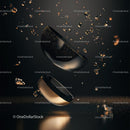 Elegant Floating Bowls with Falling Particles