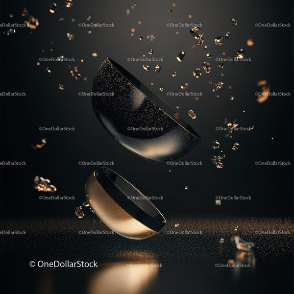 Elegant Floating Bowls with Falling Particles