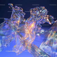 Iridescent Abstract Glass Sculpture with Vibrant Colors