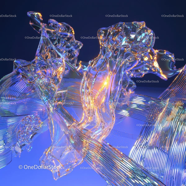 Iridescent Abstract Glass Sculpture with Vibrant Colors