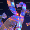 Vibrant Iridescent Ribbons with Neon Glow and Sparkles