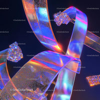 Vibrant Iridescent Ribbons with Neon Glow and Sparkles