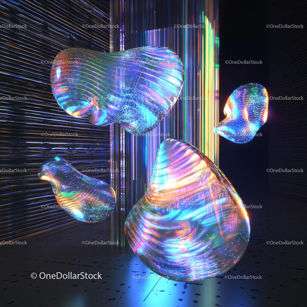 Colorful Iridescent Abstract Shapes with Futuristic Vibes