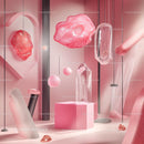 Surreal Pink Art Installation with Geometric Elements