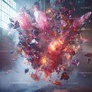 Vibrant Shattered Crystals in a Surreal Explosion