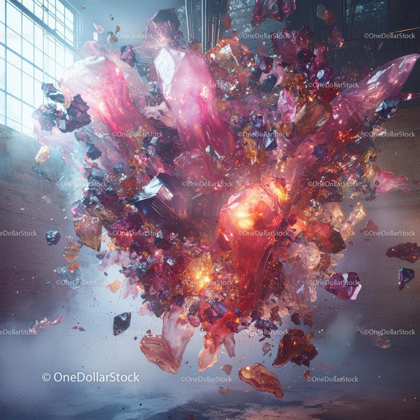 Vibrant Shattered Crystals in a Surreal Explosion