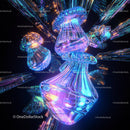 Futuristic Neon Glass Sculpture with Vibrant Color Effects
